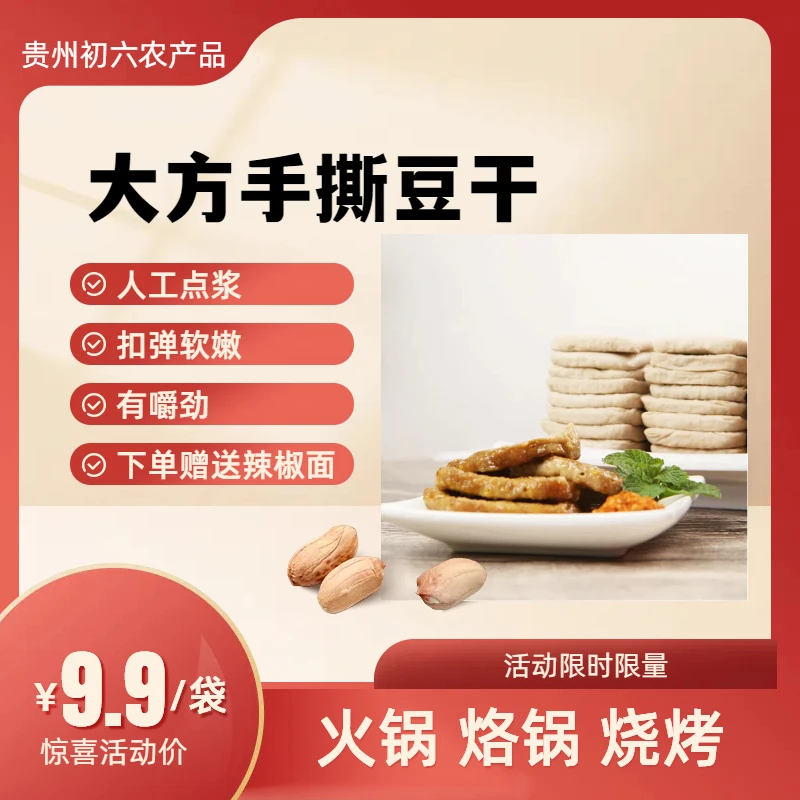 贵州土特产纯正宗大方沙坝手工手撕豆干50片一袋真空包装大方发货