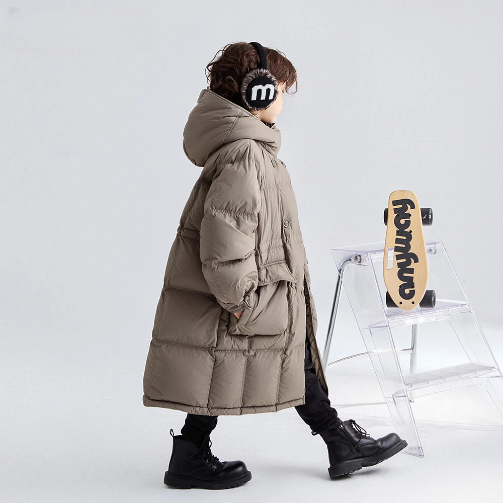 吉米妈【摩卡】亲子装冬季儿童中长款羽绒服加厚中大童2405308YRF