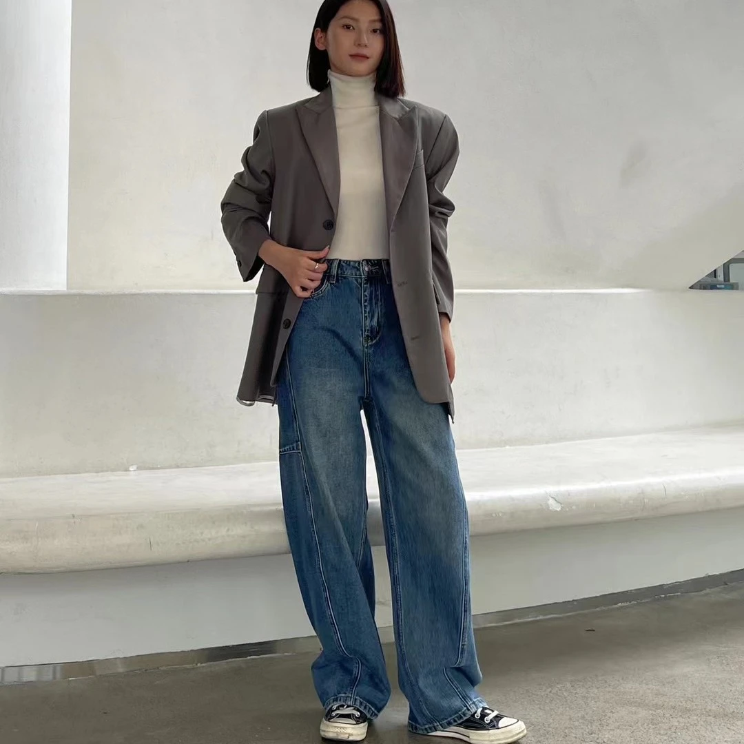 王炸裤型不挑腿型的镰刀裤香蕉裤牛仔阔腿裤直筒