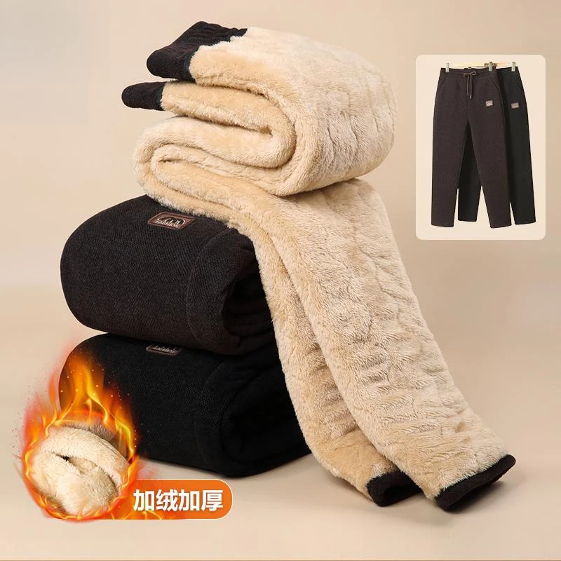 冬季妈妈裤子女宽松加厚宽松老人仿羊羔绒秋冬老年人棉裤