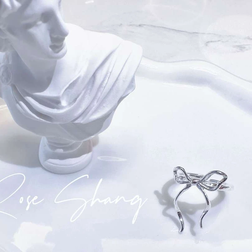 铜合金戒指 简约通勤ins风蝴蝶结戒指百搭小众气质时尚可调节