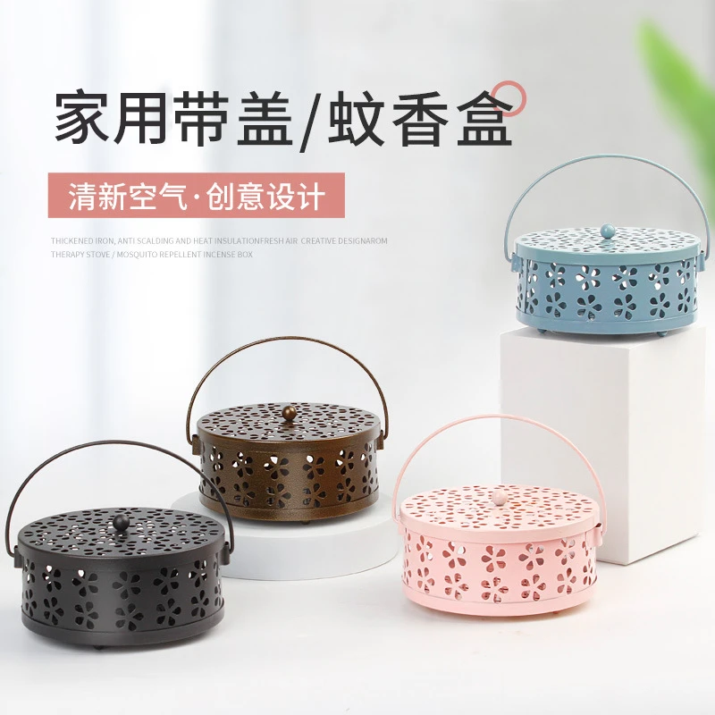 新款镂空蚊香盒防飞灰蚊香盘复古铁艺蚊香炉防火香薰炉蚊香盘托架
