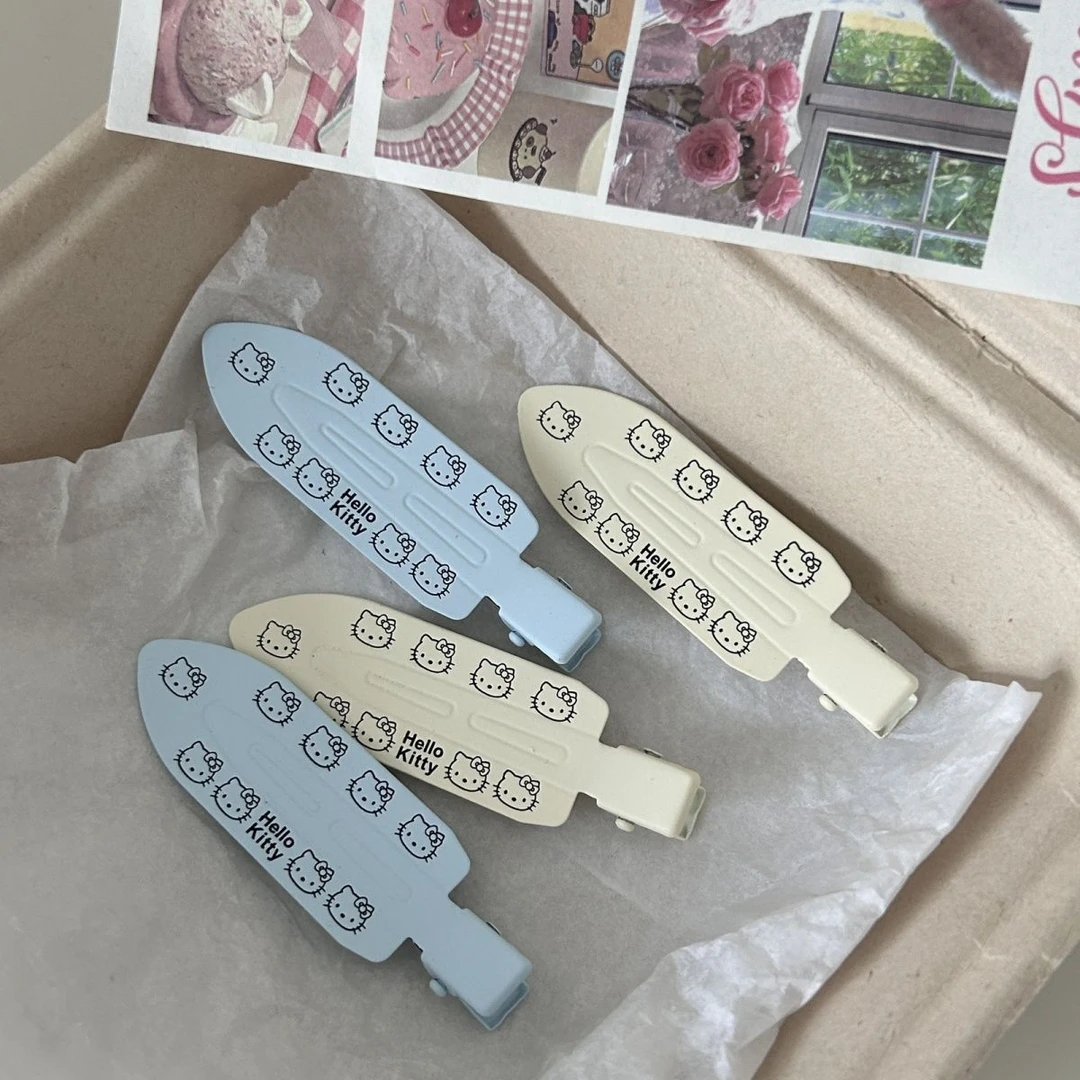 印花kt合金无痕夹奶蓝色软萌可爱卡通侧边刘海少女甜美化妆发夹