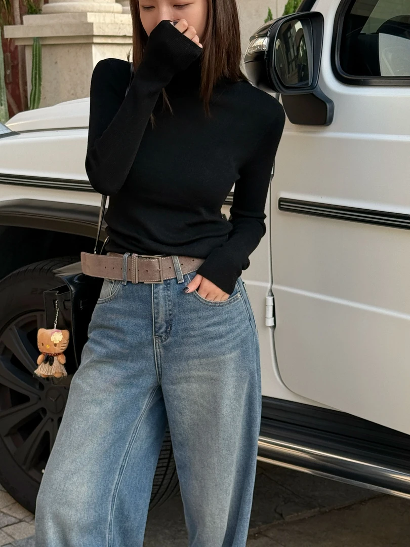 [YEYESHOP]耶耶-福福款高弹修身百搭减龄高领长袖女上衣打底98008