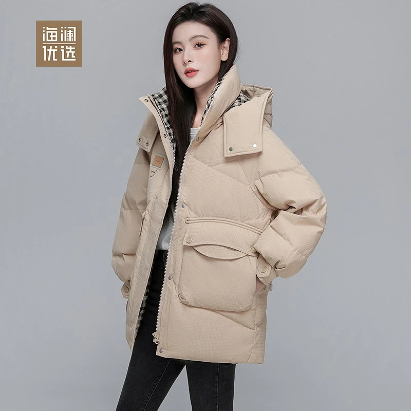 【主播专享】海澜优选羽绒服女中长款冬韩版连帽外套FWRAD43L20