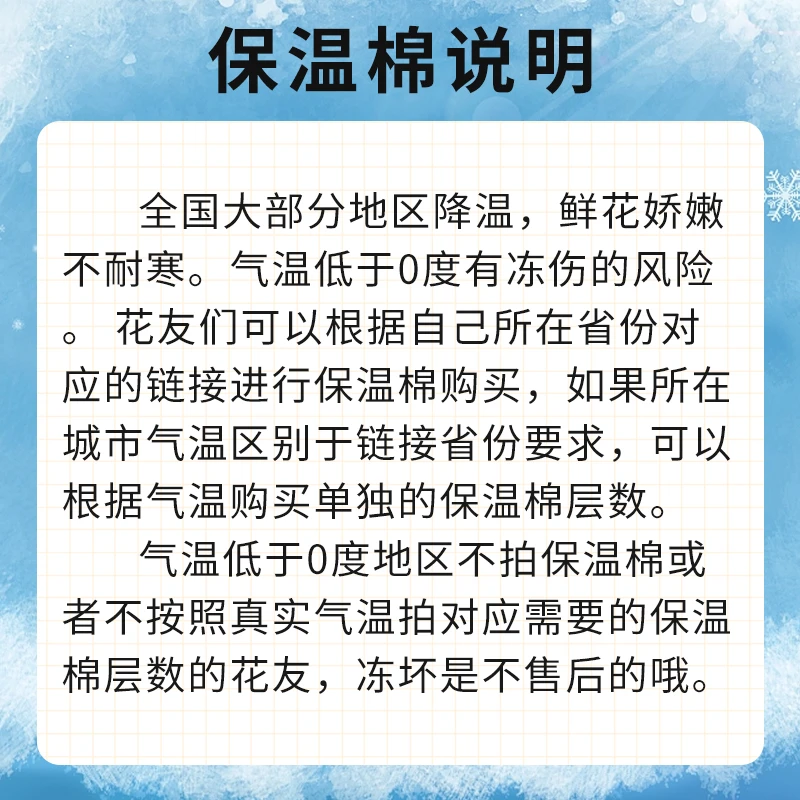 【保温棉】0度以下必须拍谨防冻坏 气温低于0度的地区没拍不售后