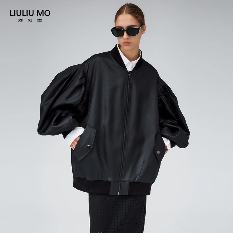 刘刘墨设计感拉链外套女宽松显瘦2023秋冬新款小众时尚休闲风夹克