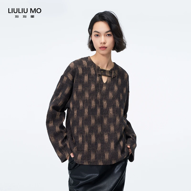 刘刘墨设计师品牌秋冬复古双层提花上衣时尚宽松休闲2311300411