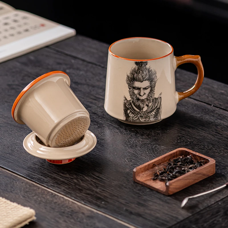 杰美诚陶瓷孙悟空办公杯骨瓷茶杯会议杯陶瓷开会水杯子办公茶杯
