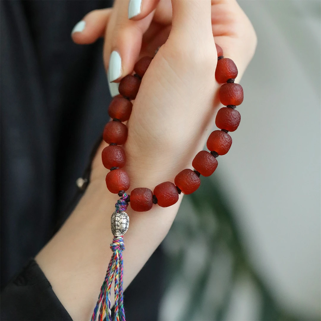 925银手链 S08768 醒狮吞米兽老型瑙瑙珠抽拉手串复古百搭民族风