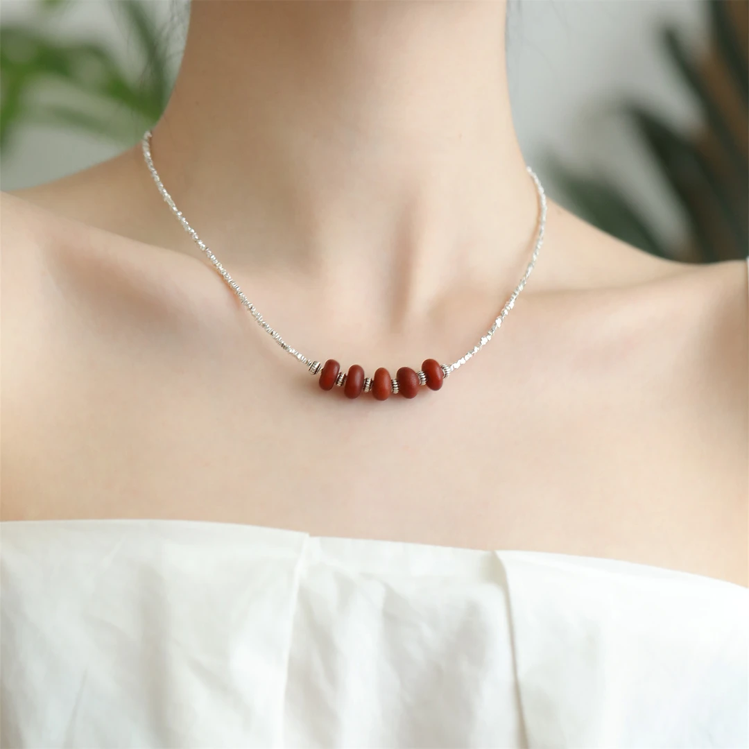 链子925银 N15652飞碟珠蜜蜜碎银子项链手工气质轻奢百搭复古小众