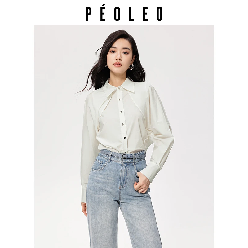 飘蕾2024早秋简约纯色百搭时尚气质衬衫女修身上衣PM8209136