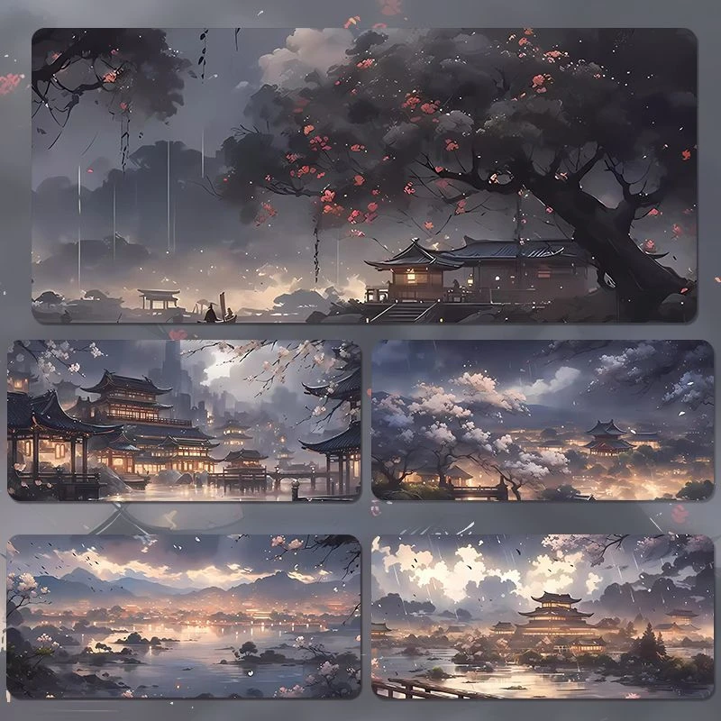 鼠标垫超大水墨风景画国风键盘垫办公桌垫电脑鼠标垫宿舍书桌垫