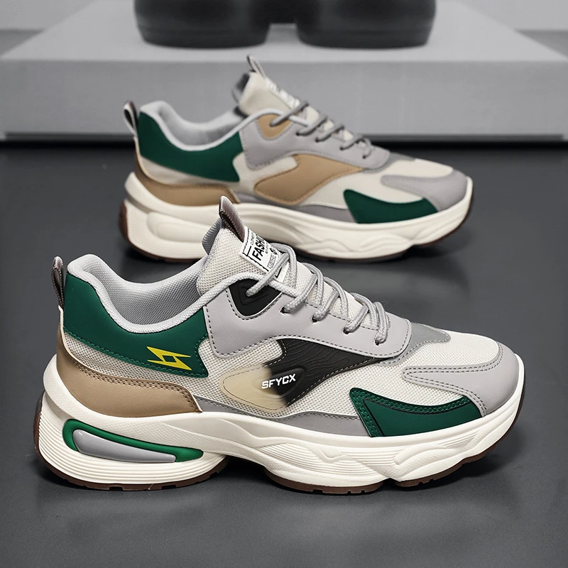 秋季男鞋新款透气网面运动鞋子男潮流百搭厚底时尚休闲老爹鞋潮鞋