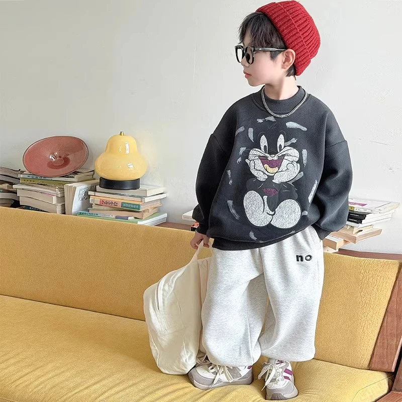 男童秋款卫衣中大童春季韩版上衣儿童洋气套头百搭宽松圆领