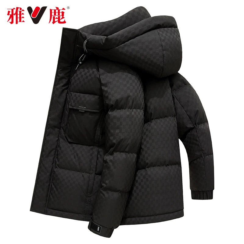V/雅鹿男士羽绒服冬季新款连帽时尚休闲外套保暖白鸭绒男装青年