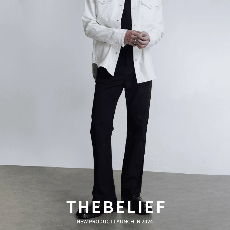 24723#美国CONE环保活性黑通勤显瘦517版微喇直筒牛仔裤