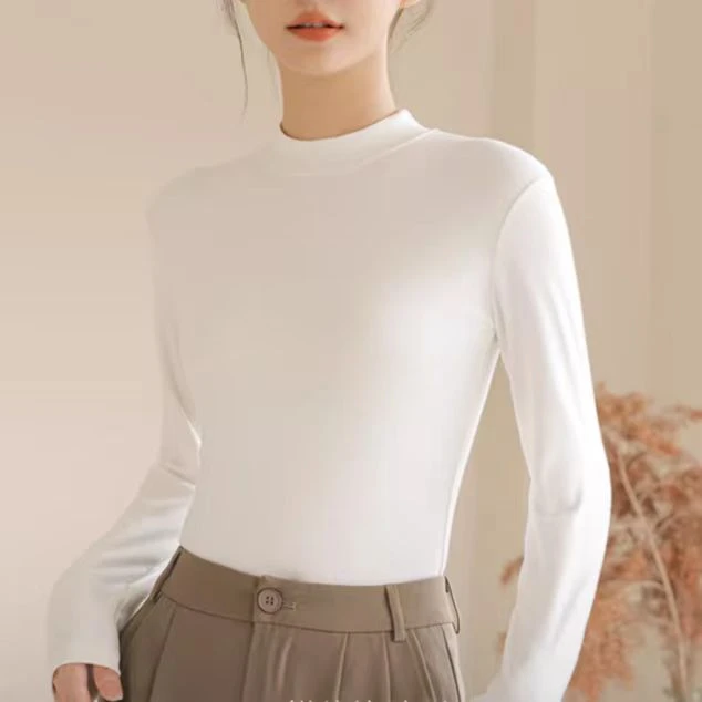 【清货】半高领中领打底衫纯色超软小细绒长袖保暖内搭百搭上衣