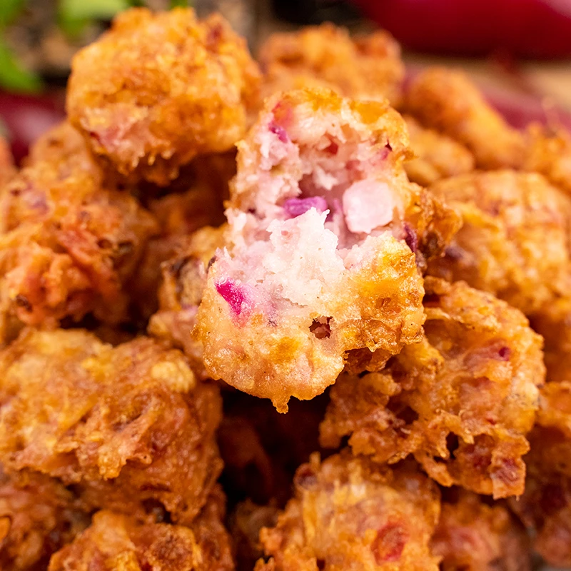 柴火地锅油炸萝卜丸子徐州邳州特产穿心红萝卜丸子家乡菜特色菜