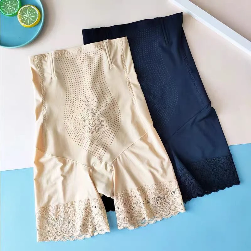 高腰夏季收腹内裤女薄款冰丝肤色防走光平角裤产后收腹提臀瘦束腰