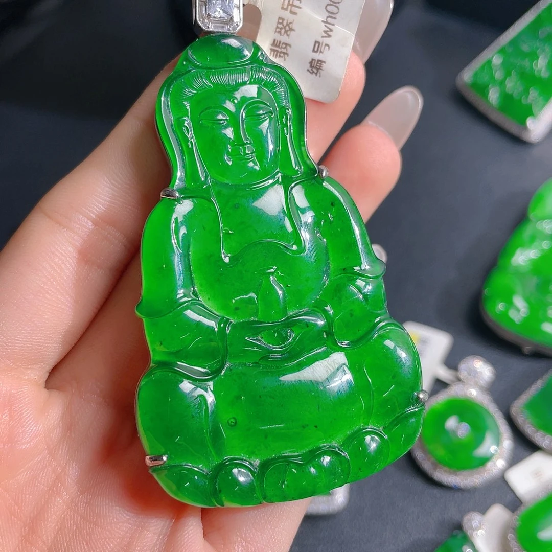 翡翠吊坠(不含链)银S925镶嵌