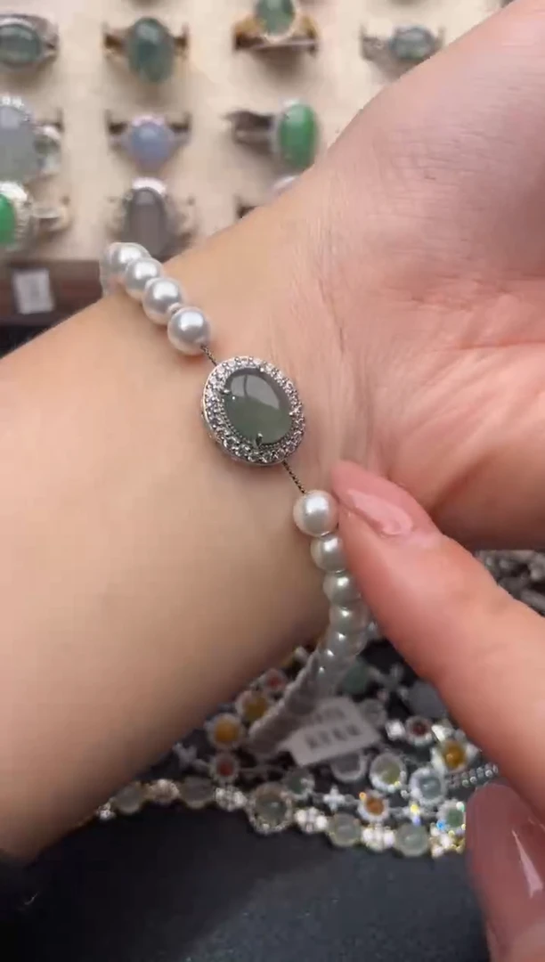 【闪购商品】翡翠手链银S925镶嵌111111