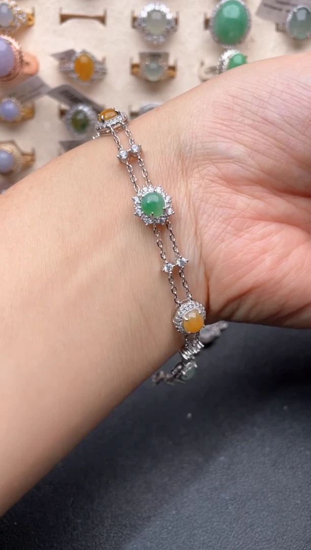 【闪购商品】翡翠手链银S925镶嵌11111