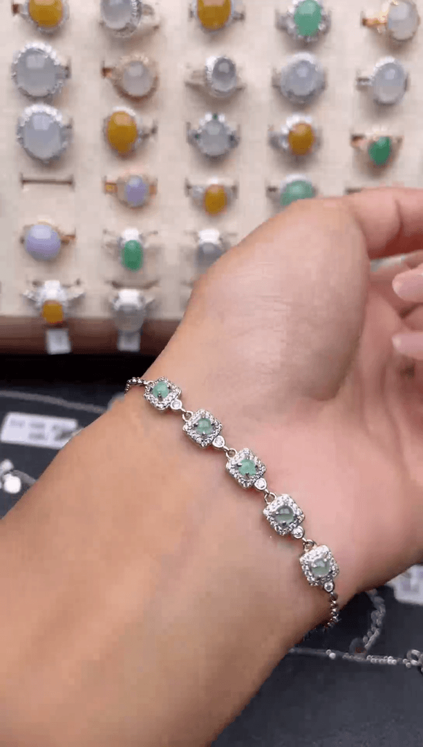 【闪购商品】翡翠手链银S925镶嵌1111