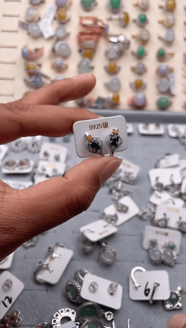 【闪购商品】翡翠耳钉银S925镶嵌11111111111