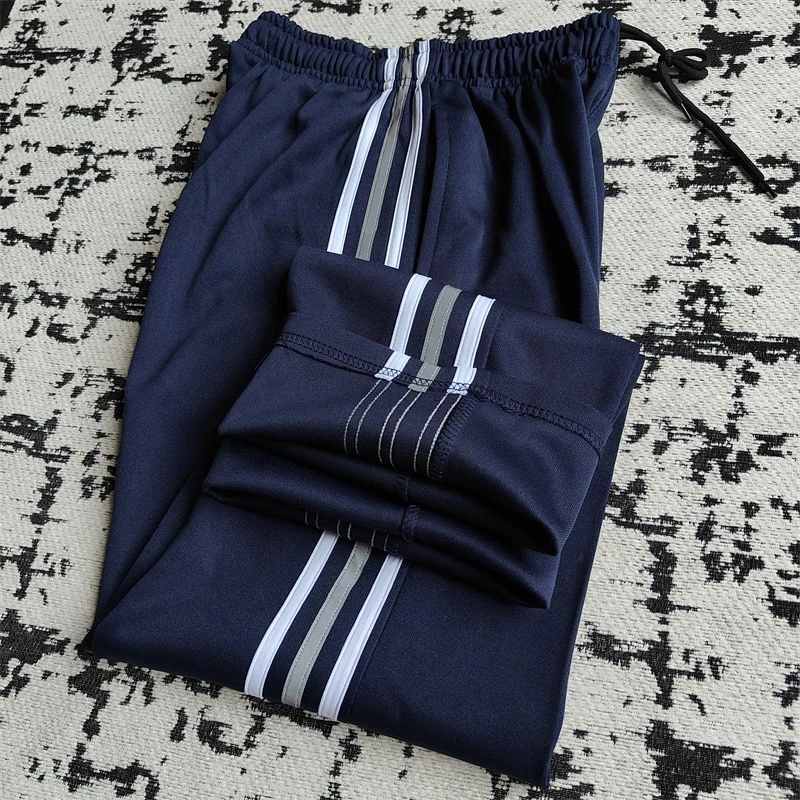 白灰白三条杠校裤藏蓝色春秋反光条校服裤子初中高中学生运动裤
