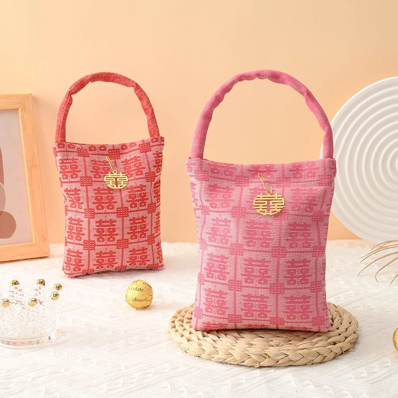 结婚喜糖盒手工国风新中式刺绣手提袋高档喜糖礼盒伴手礼喜糖袋子