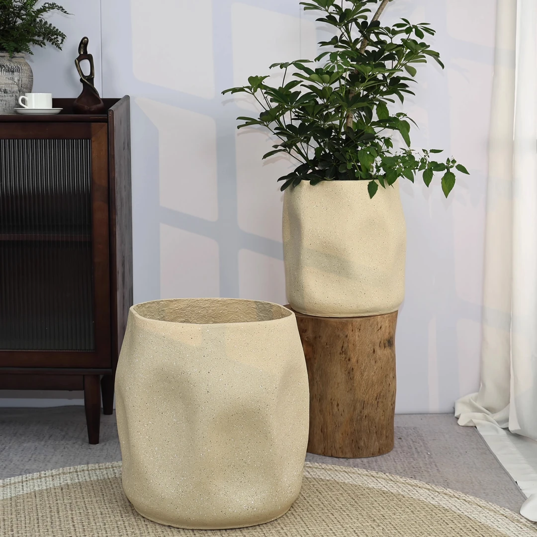 镁泥花盆简约艺术客厅商场室内外落地北欧特大型号绿植盆栽水泥盆