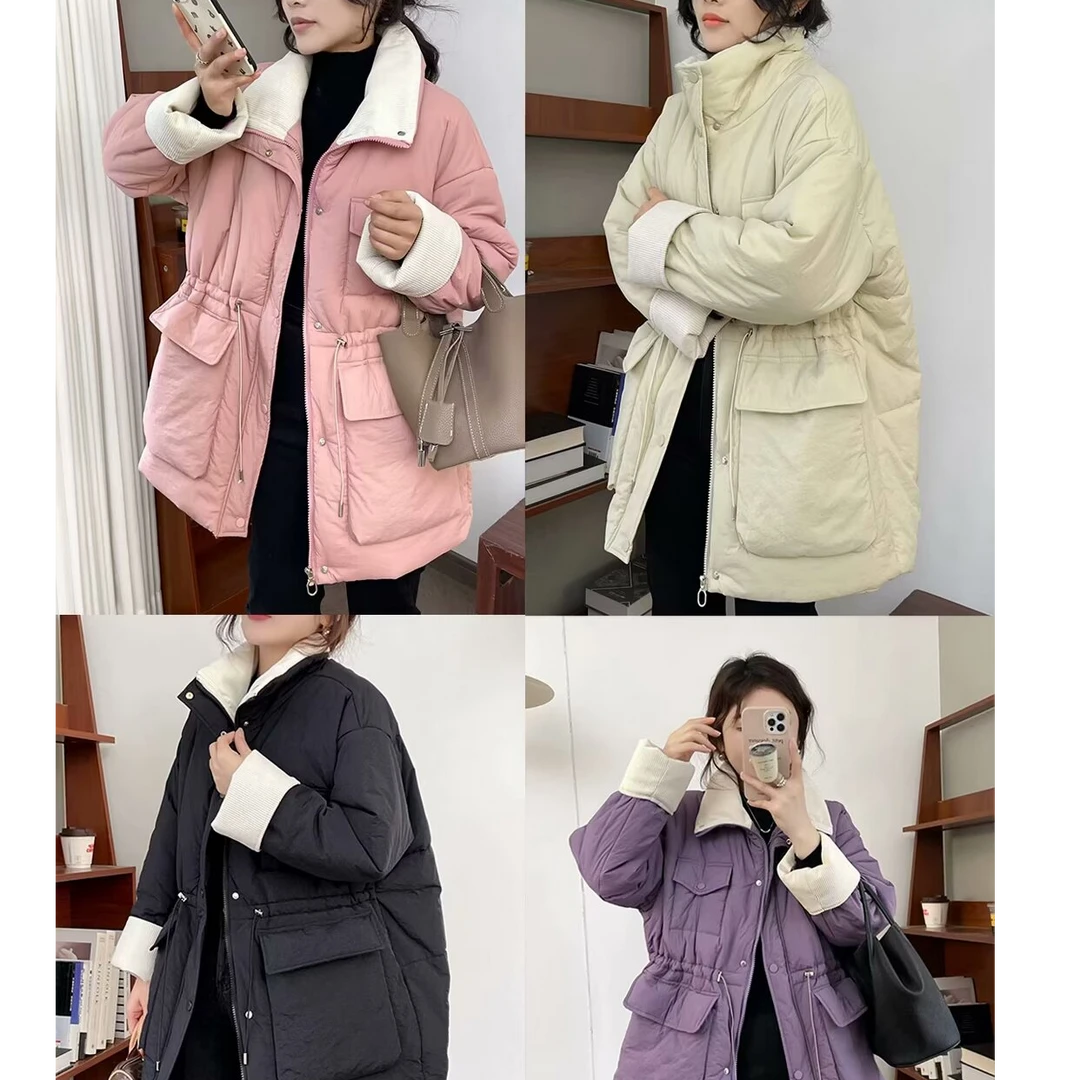 大码女装 胸132-156 撞色韩版宽松棉服139#