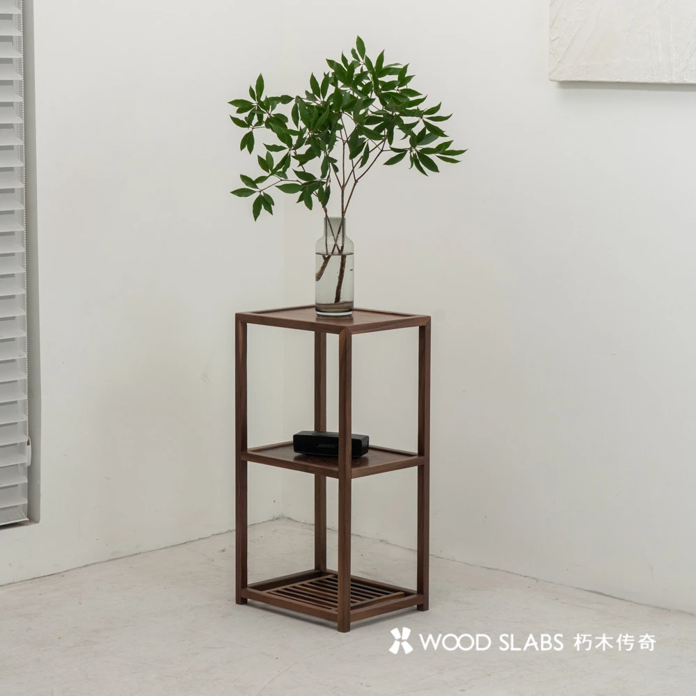 朽木传奇黑胡桃 中式明月置物架花架 新中式 规格：38*30*73cm
