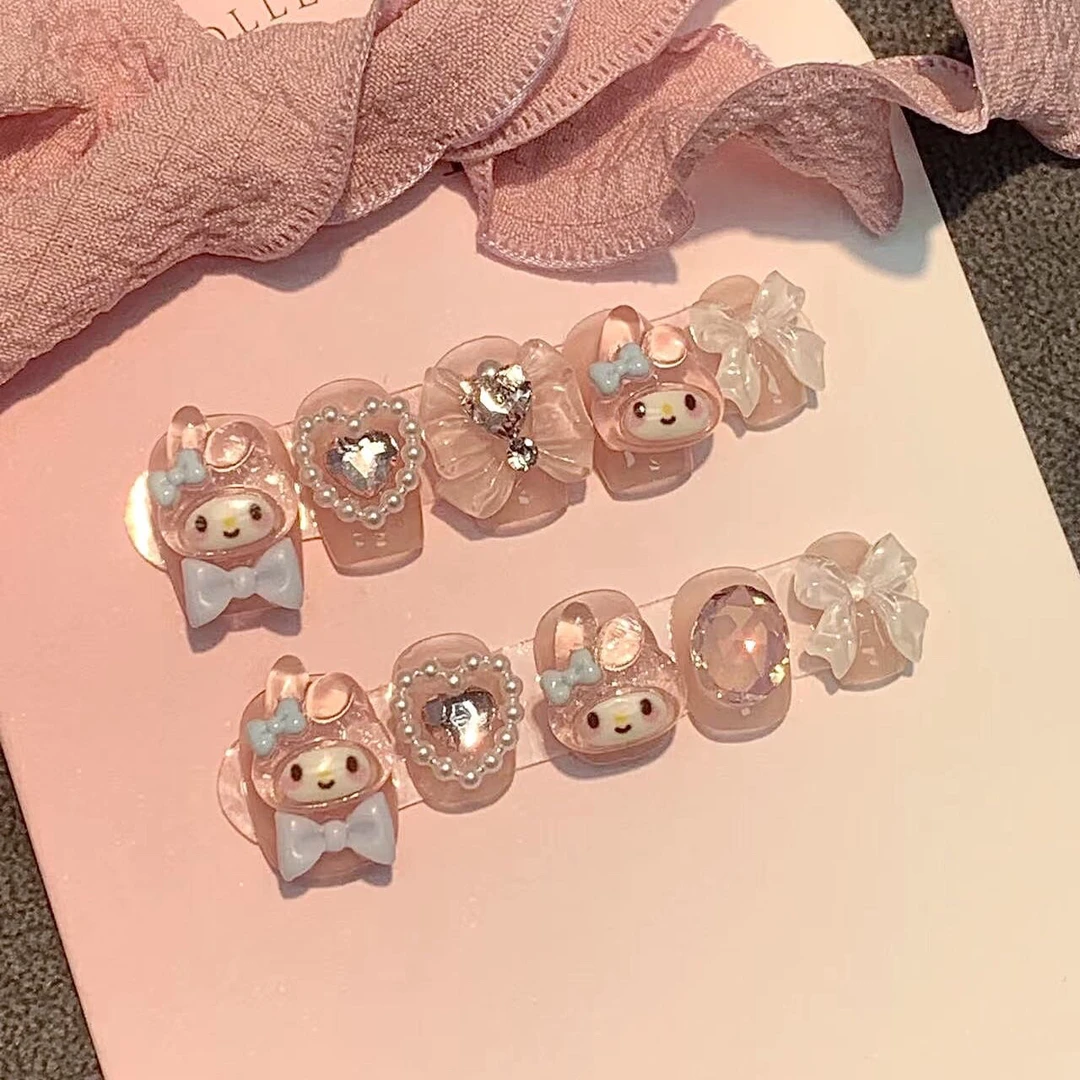 D96手工穿戴美甲1卡通多巴胺美少女卡哇伊美乐蒂可爱可拆卸指甲