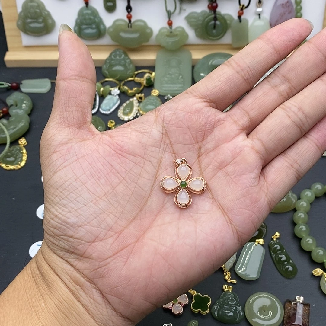 和田玉吊坠(不含链)银S925镶嵌