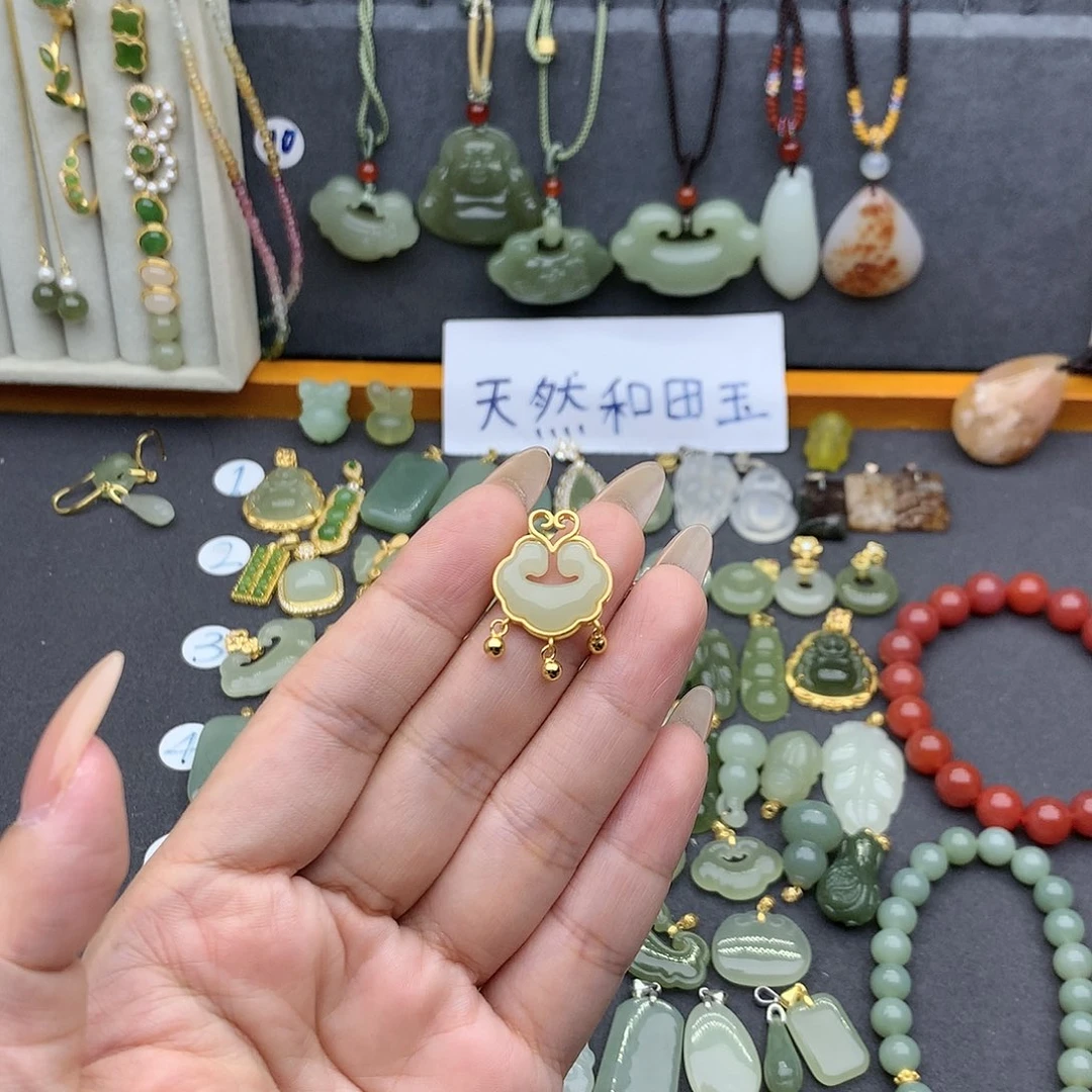 和田玉吊坠(不含链)银S925镶嵌