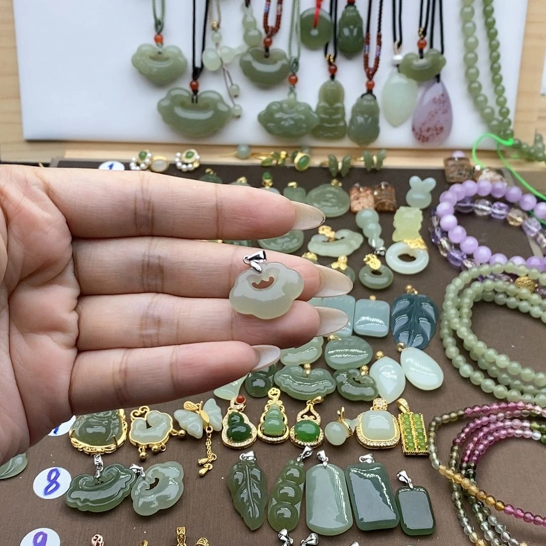 和田玉吊坠(不含链)银S925镶嵌