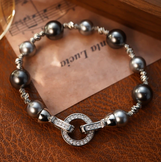 铜合金合成锆石手链 CC5022  手链  18CM  珠珠大小10mm/8mm