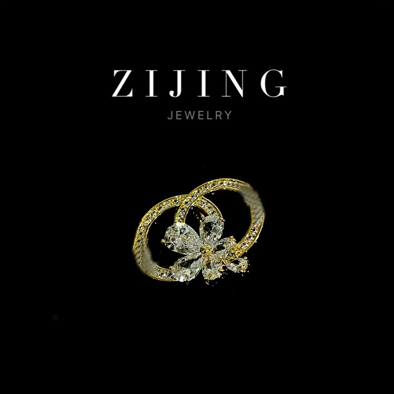 铜合金合成锆石胸针 CC4895  小香风  胸针