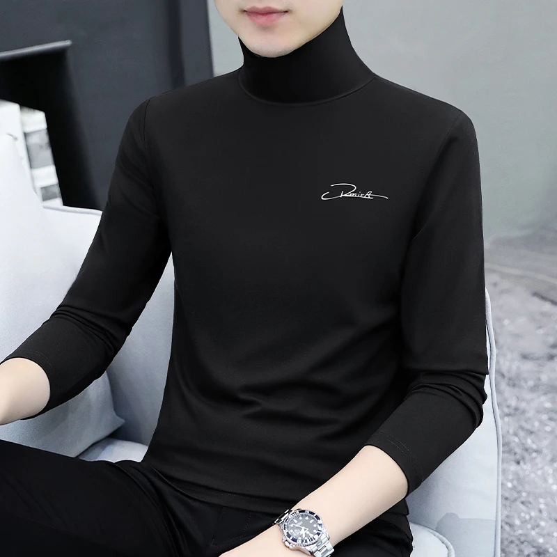 秋季高领长袖t恤男潮流韩版男士打底衫休闲百搭秋衣男上衣体恤衫