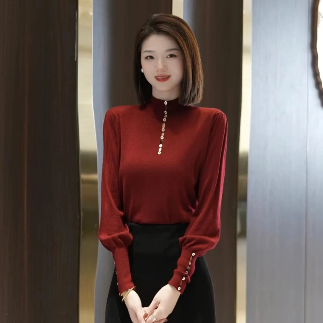 名港22168【秋冬新款】时尚气质百搭镂空优雅长袖针织衫