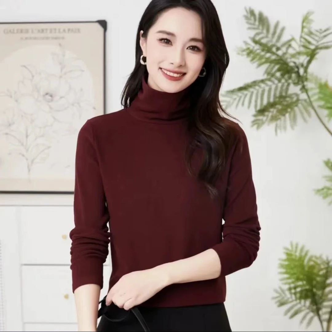 秋冬新款双面奥绒高领堆堆领休闲百搭上衣打底衫9682