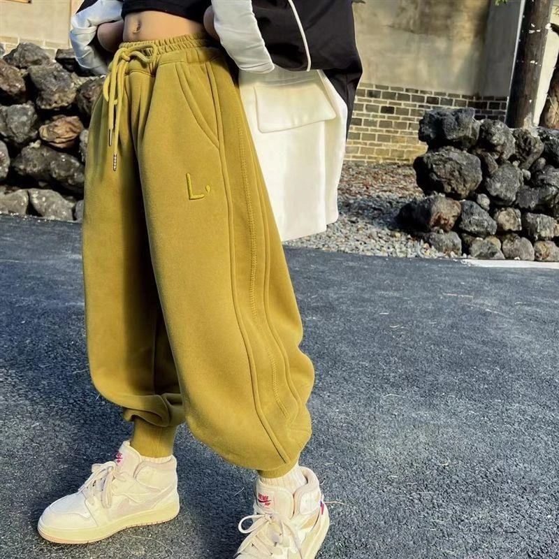 【小扬哥推荐】女童裤子冬季加绒2023卫裤男童一体绒裤加厚休闲