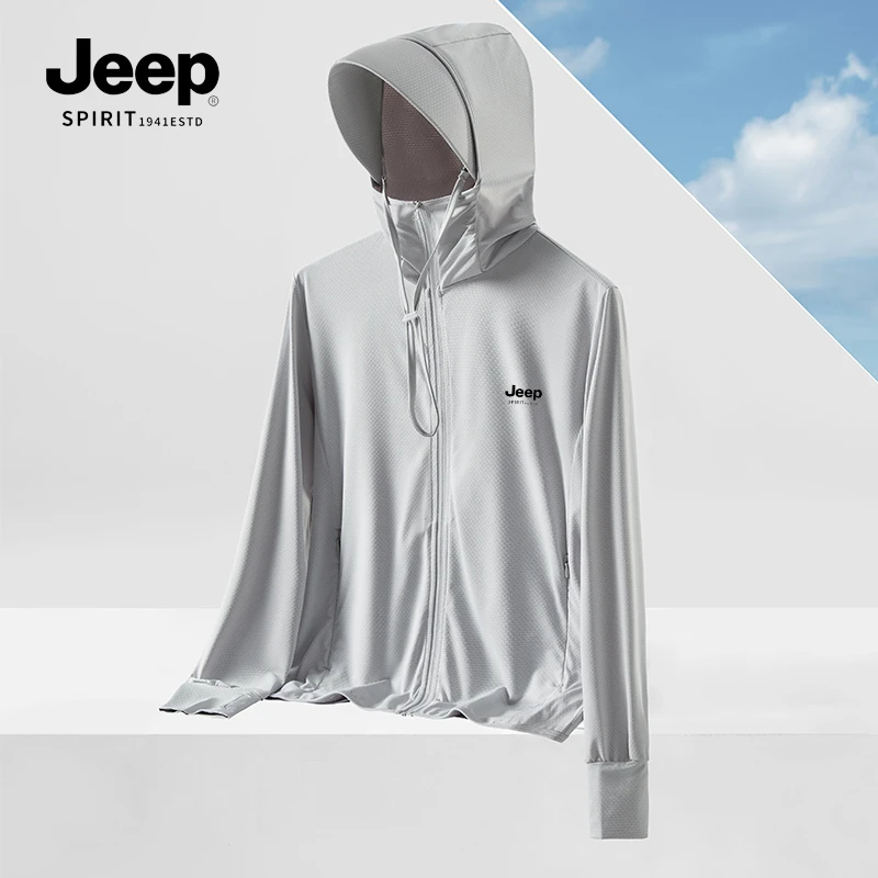 JEEPSPIRIT9108吉普夏季防晒衣男针织透气防紫外线防晒服钓鱼服男