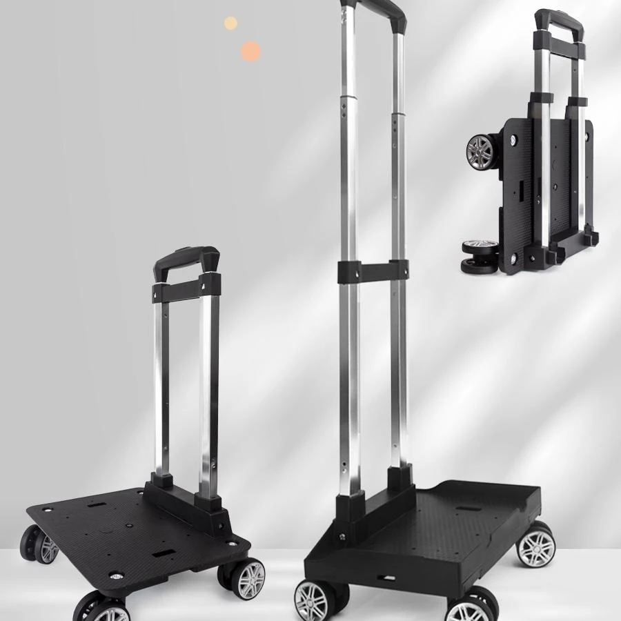 书包拉杆架万向轮学生拖拉杆静音轮可折叠通用收纳手拉购物小推车