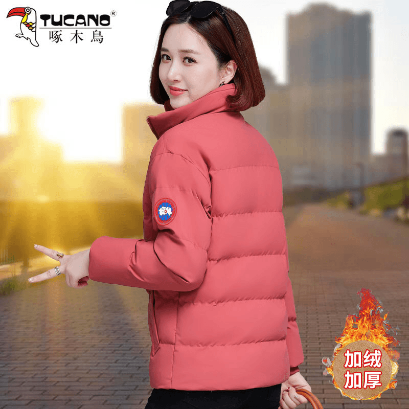 tucano/啄木鳥 【官方】啄木鸟短款加绒加厚立领棉袄女2023秋冬百搭减龄棉衣外套