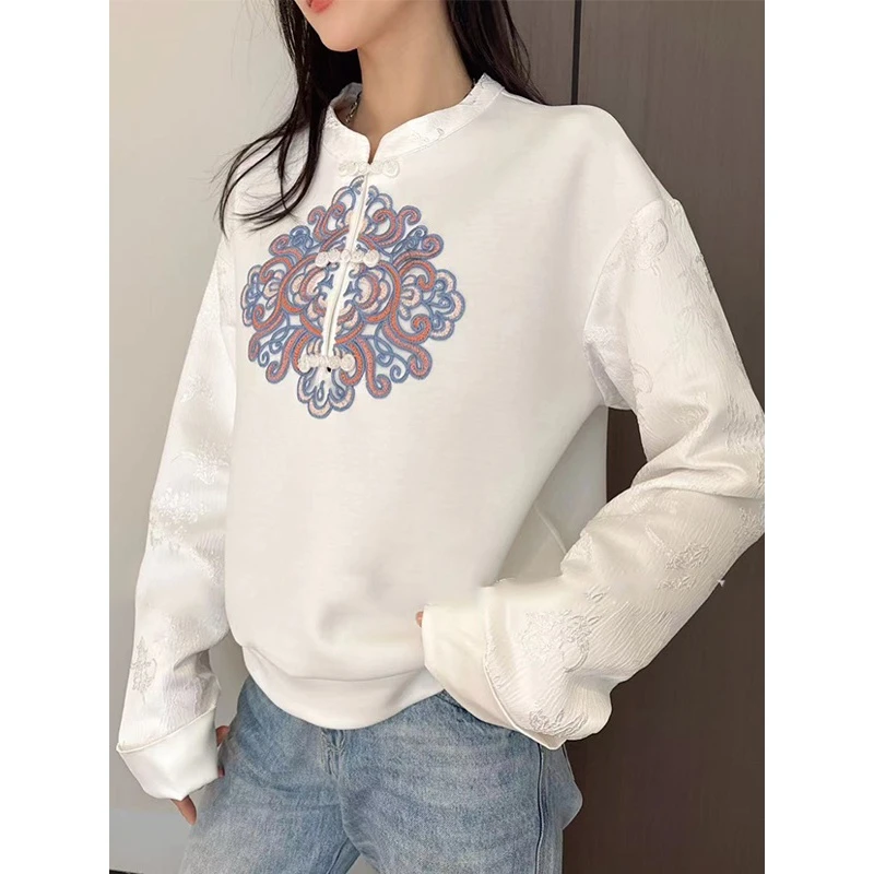 张开心--1号百搭时尚秋冬休闲长袖重工绣花套头秋季春秋