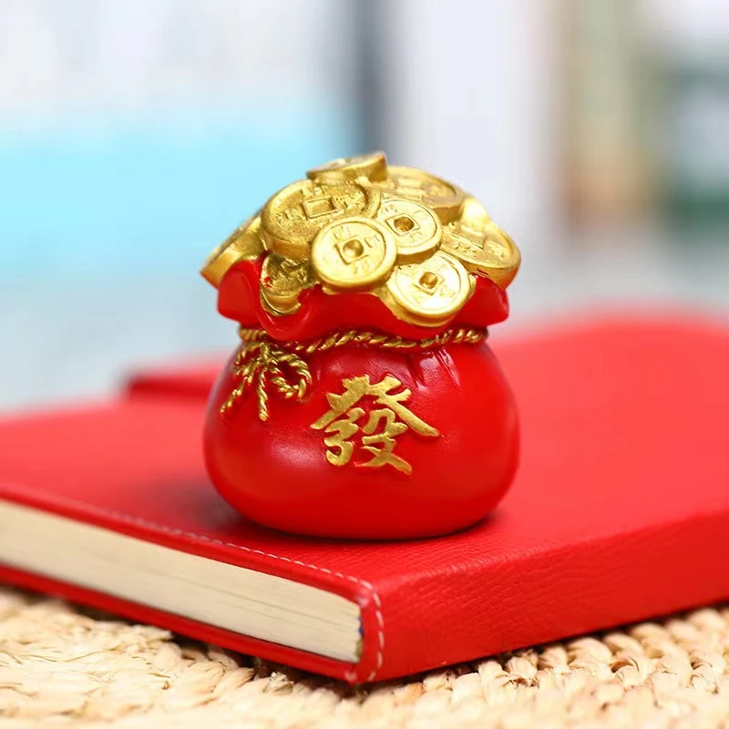 新年吉祥喜庆摆件发财钱袋好运袋创意家居车载装饰创意节庆日礼品