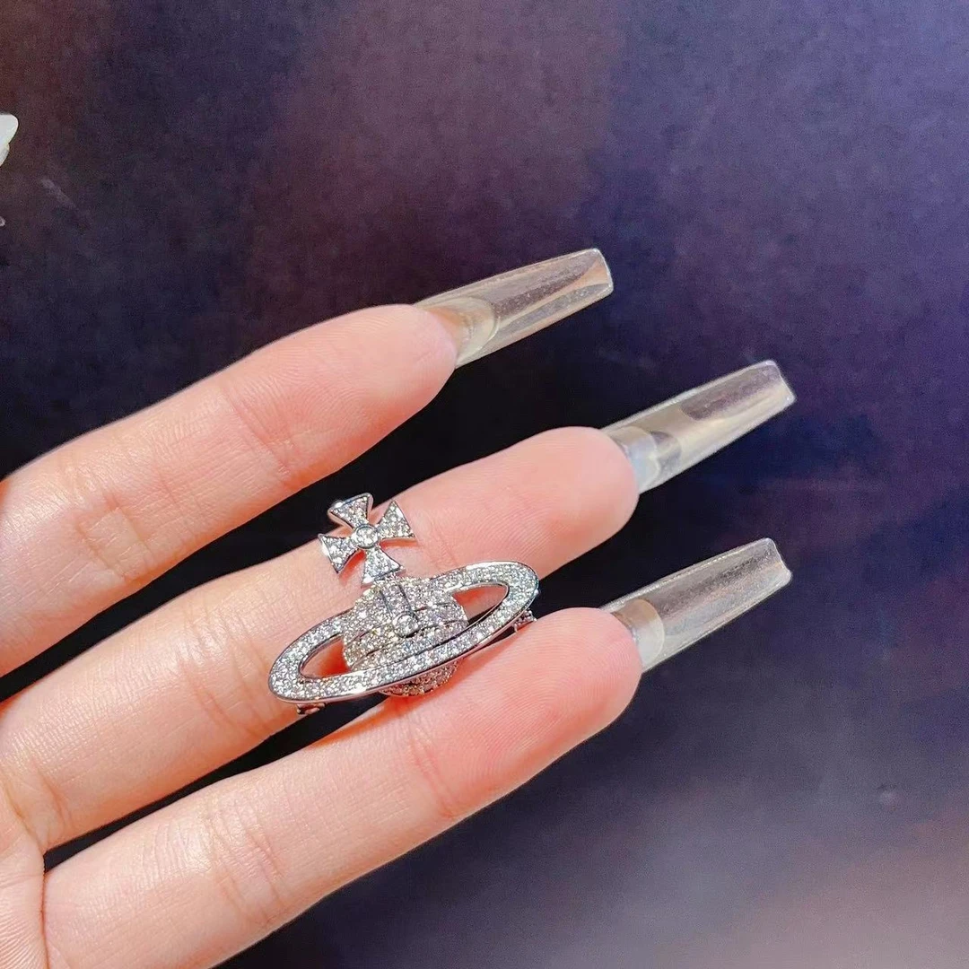铜合金合成锆石胸针 土星轻奢时尚百搭镶嵌满钻设计师胸针XZ500